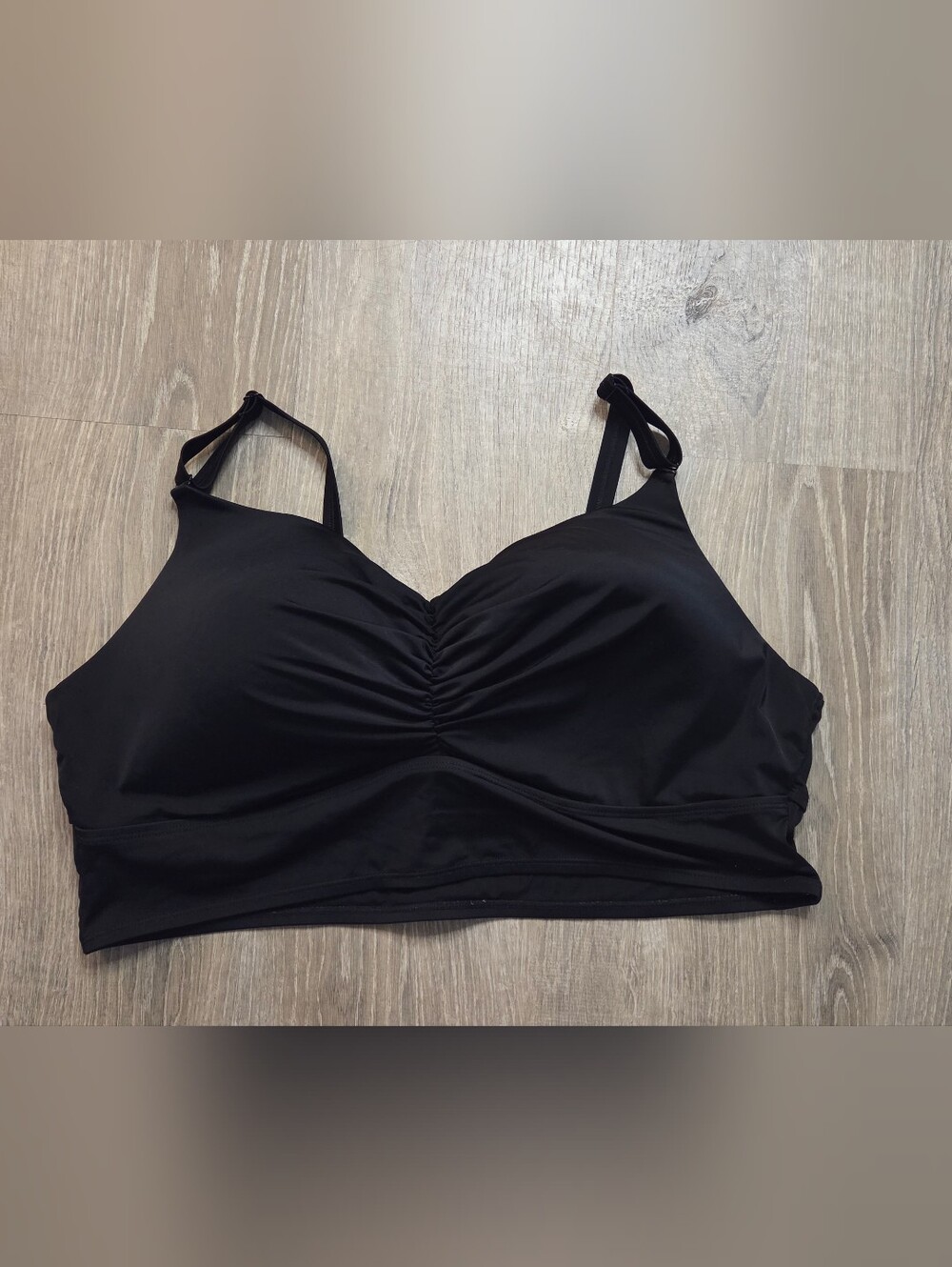 Torrid Black Ruched Swim Top Longline Bikini Top Size 3 DD/F